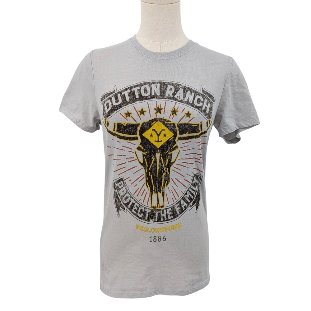 Yellowstone Dutton Ranch Graphic Tee Western Cowboy Core Fitted Top Size XS - Picture 1 of 7